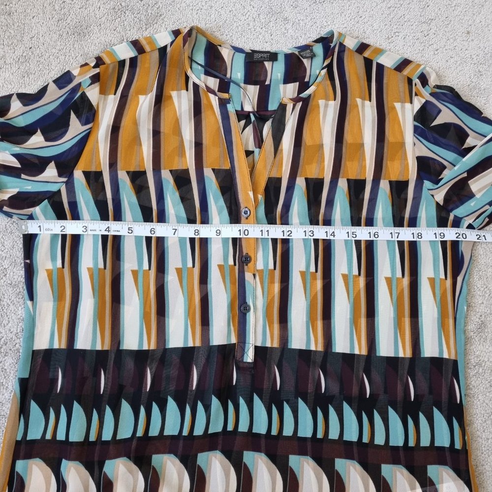 Esprit Abstract Geometric Print Blouse Size M - Picture 10 of 11